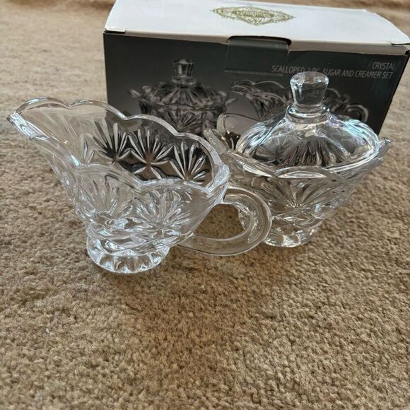 Shannon Crystal By Godinger Scalloped 2 Pc. Crystal Sugar And Creamer Set - Picture 5 of 7
